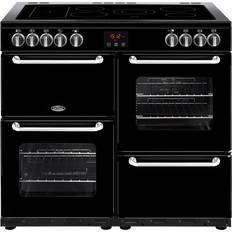 100cm - Black Ceramic Cookers Belling Sandringham 100E Silver, Black