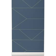 Ferm Living Tapete Lines von Dark Blue bleu