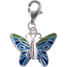 Butterfly Charm - Silver/Green/Blue