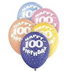 Unique Party 100th Happy Birthday Latex Balloons 5-pack