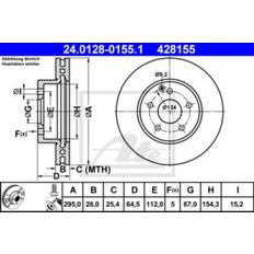 Voiture Systèmes de Freinage ATE Disque De Frein 24.0128-0155.1 1 Pièce