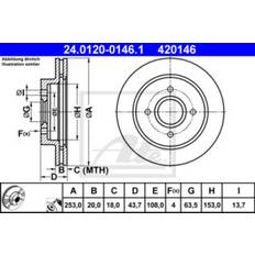 ATE 24.0120-0146.1 Disco De Freno 20.0 4 108.0 Mm Ventilado Revestido