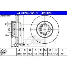 ATE Discos de Freno AUDI Coupé B3 20.0 mm 4 108.0 mm Ventilado Revestido Altamente Carbonizado 24.0120-0120.1