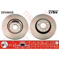 112' TRW Disque De Frein DF4464S 312 25 9 112 Ventilé Peint