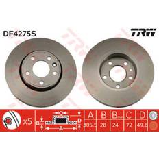 Systèmes de Freinage TRW Disque De Frein DF4275S 305.5 28 5 118 Ventilé Peint À Haute Teneur En Carbone