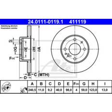 ATE 24.0111-0119.1 Disco De Freno Punto II Hatchback 500/595/695 Cabrio 46403960