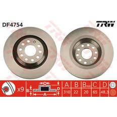 Jarrujärjestelmät TRW Jarrulevyt Tuuletettu DF4754 Jarrulevy VW,AUDI,SKODA,Golf V Schrägheck (1K1),Golf VII Schrägheck (5G1, BQ1, BE1, BE2),GOLF VI (5K1)