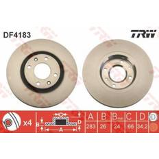 Voiture Systèmes de Freinage TRW Disque De Frein DF4183 26 4 108 Ventilé Peint À Haute Teneur En Carbone