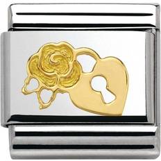 Edelstahl - Golden Charms & Anhänger Nomination Composable Classic Link Rose/Padlock Charm - Gold/Silver