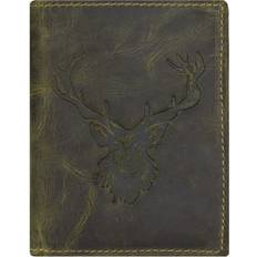 Geldbörsen & Schlüsseletuis Greenburry Vintage Hunting Deer Portrait Leather Wallet - Olive