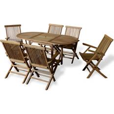 Teak Patio Dining Sets vidaXL 41998 Patio Dining Set, 1 Table incl. 6 Chairs