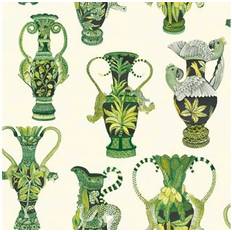 Cole & Son Khulu Vases Wallpaper- Ardmore Collection Roll Green on Ivory 109/12056