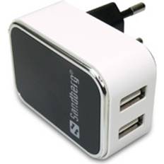 2.0 A Batterier & Opladere Sandberg AC Charger Dual USB 2.4+1A EU