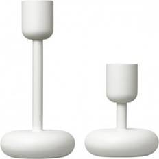 Blanco Candelabros Iittala Nappula Kerzenständer 2er Set - Weiß/Pulverbeschichtet H x Ø 18,3 x 8,6 cm / 10,7 x 8,6 cm / Handwäsche Candelabro 18.3cm 2pcs