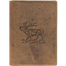 Vintage Hunting Stag License Case - Antique Brown