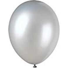 Unique Party Shimmering Silver Latex Balloons 50-pack