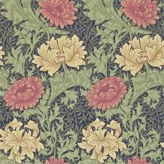 Morris & Co Tapete Chrysanthemum Indigo rouge/jaune/vert