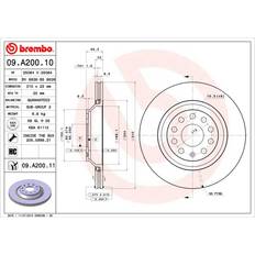 Voiture Systèmes de Freinage Brembo 09.A200.11 310 22 5 Ventilé De L'Intérieur Revêtu À Haute Teneur En Carbone