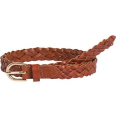 Pieces Pcavery Leather Braided Slim Belt - Cognac