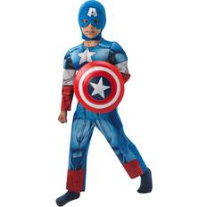 Captain america sköld Maskerad Rubies Captain America DeLuxe Dräkt med Huva & Sköld