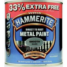 Silver Paint Hammerite Direct to Rust Smooth Effect Metal Paint Silver 0.75L