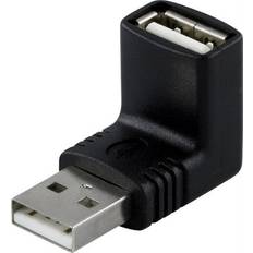 Usb vinkel Deltaco USB A - USB A (angled) Adapter M-F