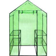 vidaXL Greenhouse 41545 with 4 Shelves Acciaio inossidabile Plastica PVC