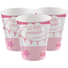 White Paper Cups Amscan Paper Cup Communion Church Pink/White 266ml 8-pack
