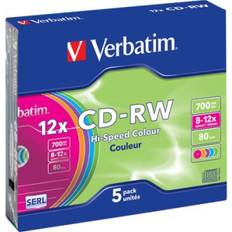 Verbatim Cdrw Datalifeplus 5 Pz. 8x-10x 700mb Slim Colorati