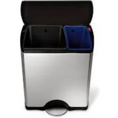 Black Waste Disposal Simplehuman Rectangular Recycler Pedal Bin with Plastic Lid