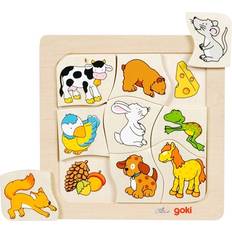 Wood Classic Jigsaw Puzzles Goki Who Eats What? 9 Pieces