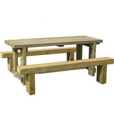 Best Picnic Tables Forest Garden Sleeper Bench incl. Refectory Table 1.8m