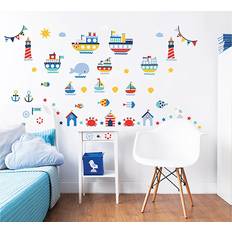 Multicolore Décorations murales Walltastic Nautical Wall Stickers