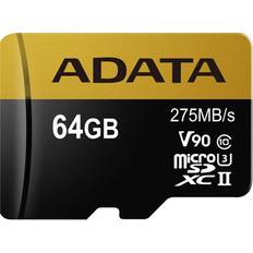 V90 - microSDXC Minneskort Adata Premier ONE MicroSDXC Class 10 UHS-II U3 V90 275/155MB/s 64GB +SD adapter