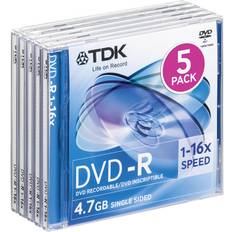 Stockage Optique TDK DVD-R 4.7GB 16x Jewelcase 5-Pack