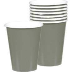 Sølv Papkrus Amscan Paper Cup Party Silver 8-pack