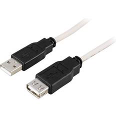 Deltaco USB A - USB A M-F 2.0 0.1m