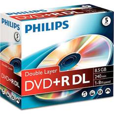 Philips DR8S8J05C 5 x DVD R DL 8.5 Go (240 minutes) 8x boîtier CD