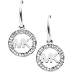 Michael Kors Logo Stainless Steel Silver Plated Earrings w. Transparent Crystal (MKJ4795040)