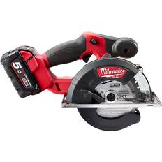 Milwaukee Seghe circolari Milwaukee 4933459193 M18 FMCS-502X-Sega Circolare in Metallo con 2 batterie da 5,0 Ah in Scatola hd, Colore: Rosso, 18 v, Red