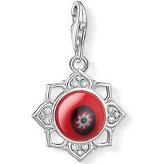 Thomas Sabo Charm Club Evil Eye Lotus Flower Charm - Silver/Red/White