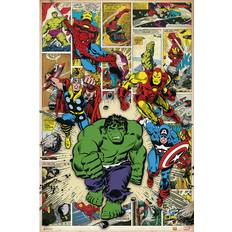 Super Heroes Posters Kid's Room EuroPosters Marvel Comic Here Come the Heroes Poster V32019 24x36"