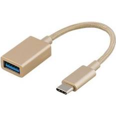 Deltaco USB C - USB A 3.1 Adapter M-F 0.2m