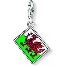 Thomas Sabo Charm Club Flag Wales Charm Pendant - Silver/Green/Red/White
