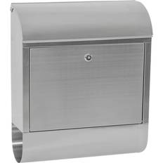 Letterboxes & Posts tectake Stainless steel mailbox with newspaper tube XXL