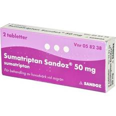 Sumatriptan - Värk & Feber Receptfria läkemedel Sumatriptan Sandoz 50mg 2 st Tablett