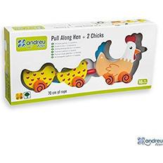 Vida en la Granja Juguetes de Arrastre Andreu Toys Pull Along Hen + 2 Chicks