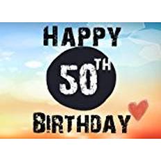 Happy 50th Birthday: 50th Birthday Guest Book, Blank Lined Guest Book For Birthdays (Paperback)
