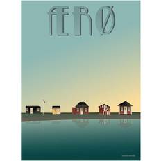 Vissevasse Ærø Badehusene Plakat 30x40cm