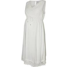 Viskos Gravid- & Amningskläder Mamalicious Woven Maternity Dress White/Snow White (20007615)